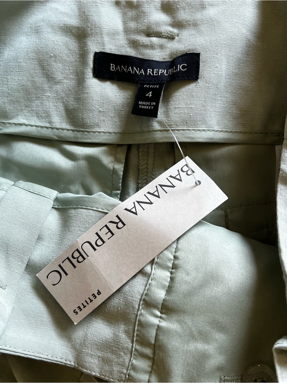 Banana Republic Petite High Waist Shorts in Light Sage Green